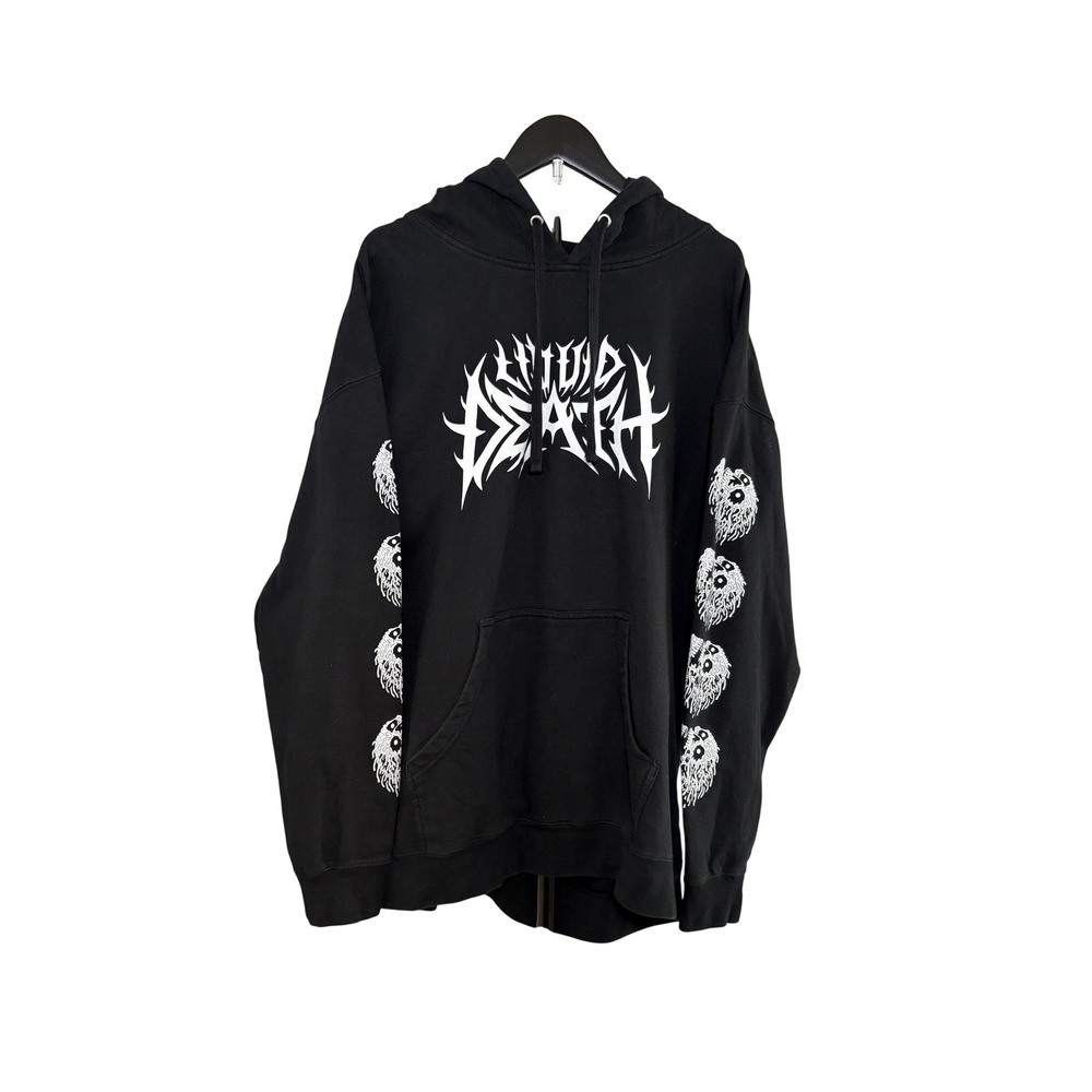 Liquid Death Classic Death Hoodie Mens XXL Black True Mountain Water Graphic